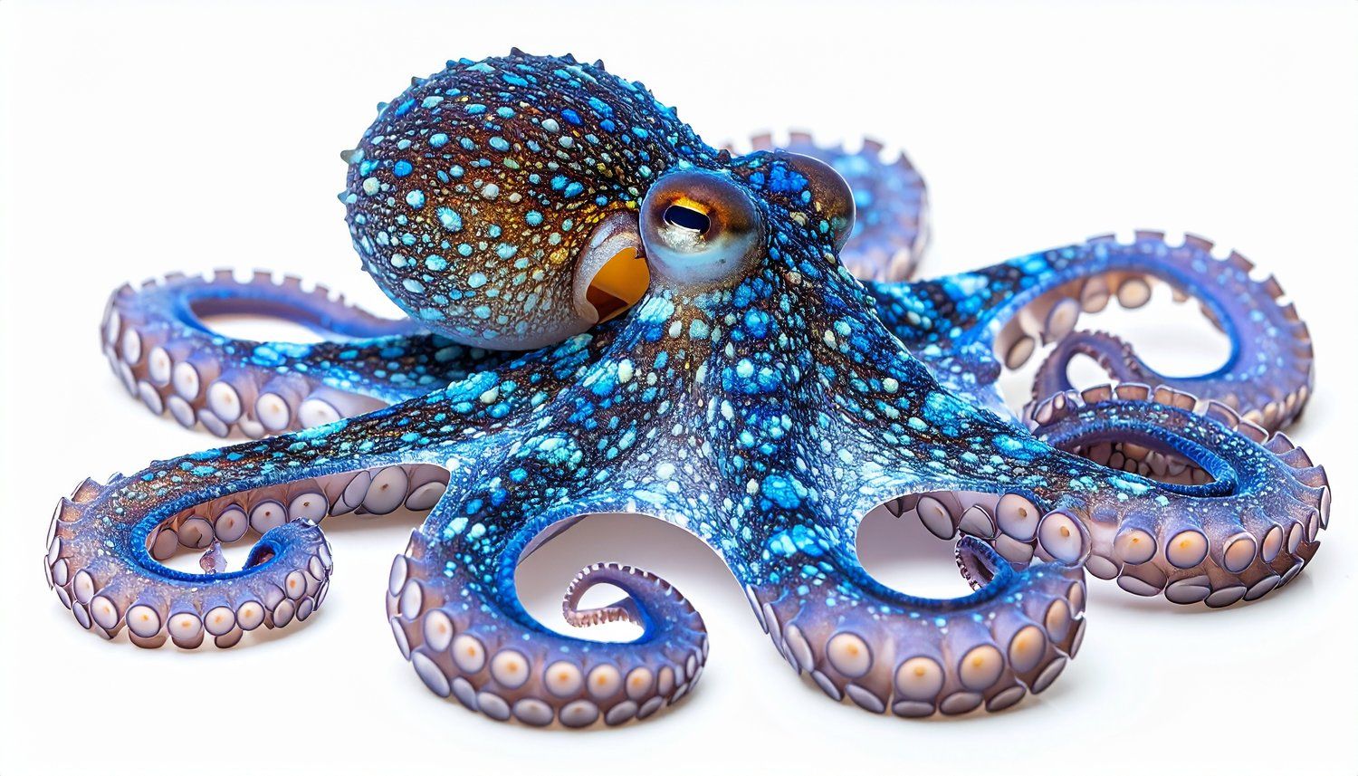 Octopus in deep blue water